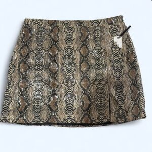 Lulumari Brown Snake Print Mini Skirt